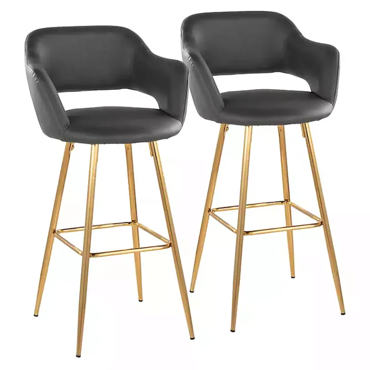 Kirklands Home Faux Leather Marge Bar Stools, Set of 2 Gray Best