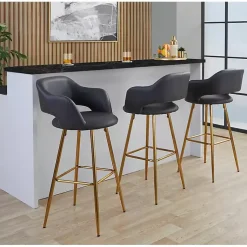 Kirklands Home Faux Leather Marge Bar Stools, Set of 2 Gray Best