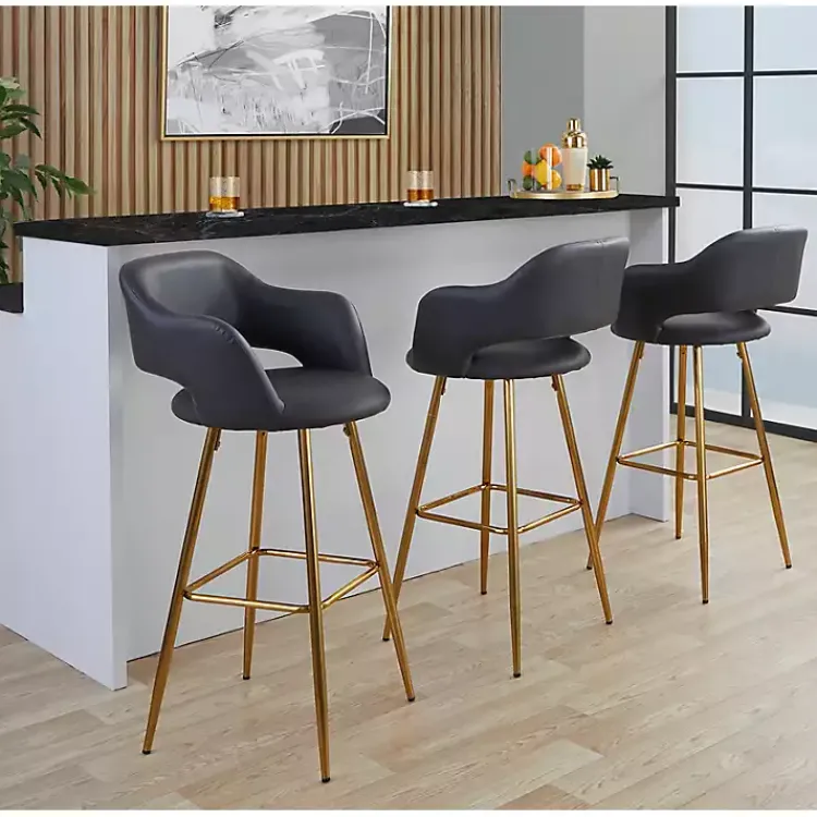 Kirklands Home Faux Leather Marge Bar Stools, Set of 2 Gray Best