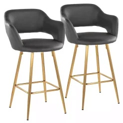 Kirklands Home Faux Leather Marge Counter Stools, Set of 2 Gray Sale