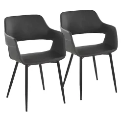 Kirklands Home Faux Leather Marge Dining Chairs, Set of 2 Gray Discount