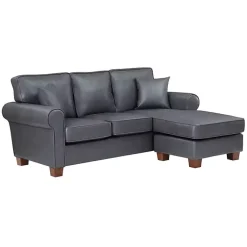 Kirklands Home Faux Leather Rolled Arm Sectional Gray Sale