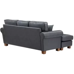 Kirklands Home Faux Leather Rolled Arm Sectional Gray Sale