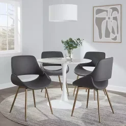 Kirklands Home Faux Leather Scooped Accent Chairs, Set of 2 Gray Hot