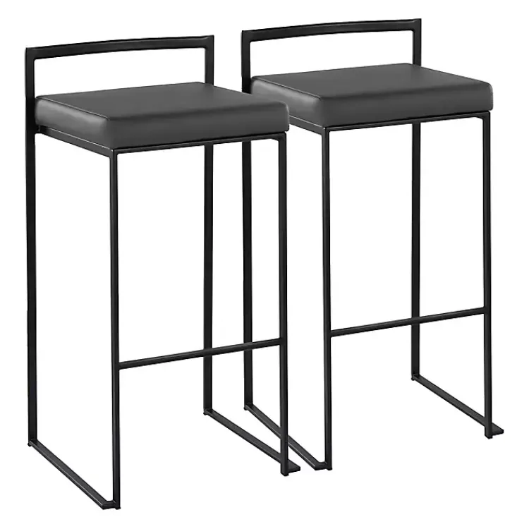 Kirklands Home Faux Leather Stackable Bar Stools, Set of 2 Gray Outlet