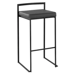 Kirklands Home Faux Leather Stackable Bar Stools, Set of 2 Gray Outlet
