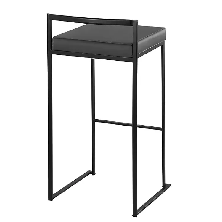 Kirklands Home Faux Leather Stackable Bar Stools, Set of 2 Gray Outlet