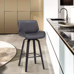 Kirklands Home Faux Leather Tyler Swivel Bar Stool Gray Outlet