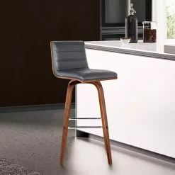 Kirklands Home Faux Leather Vienna Swivel Counter Stool Gray Outlet