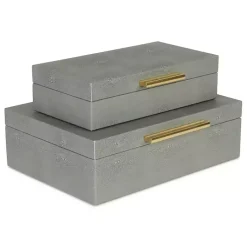 Baskets & Boxes>Kirklands Home Faux Shagreen Decorative Boxes, Set of 2 Gray