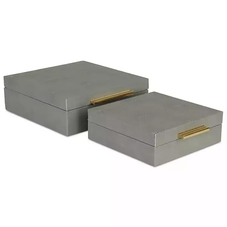 Baskets & Boxes>Kirklands Home Faux Shagreen 2-pc. Square Decorative Boxes Gray
