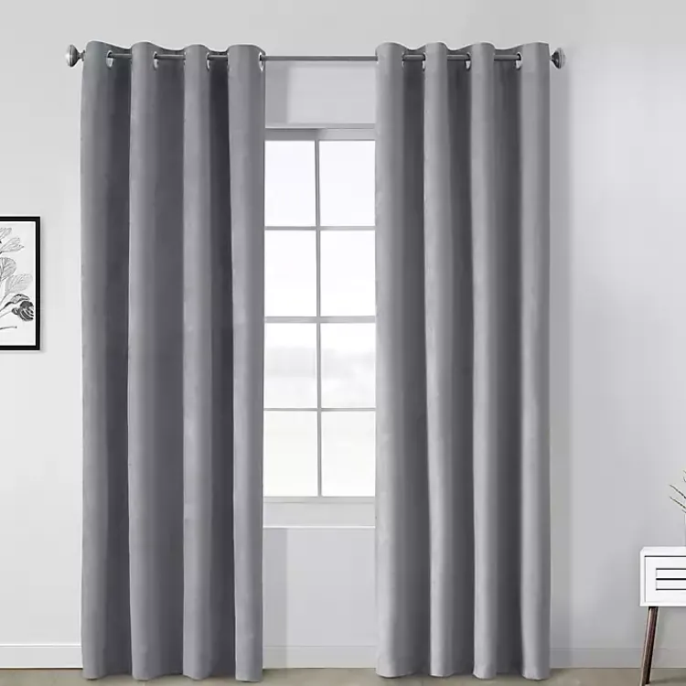 Kirklands Home Faux Suede Blackout Curtain Panel, 95 in. Gray Hot