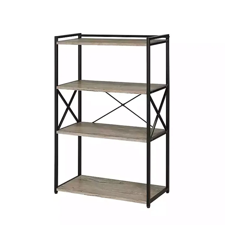 Kirklands Home Gray Finish X Frame Open Shelf Bookcase Outlet