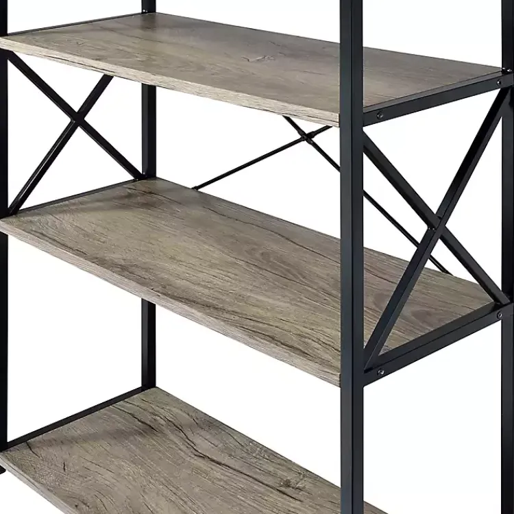 Kirklands Home Gray Finish X Frame Open Shelf Bookcase Outlet