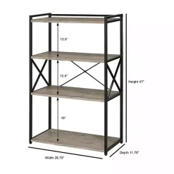 Kirklands Home Gray Finish X Frame Open Shelf Bookcase Outlet