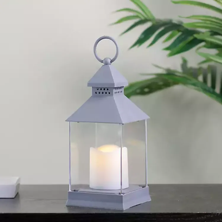 Lanterns>Kirklands Home Flameless LED Candle Lantern Gray