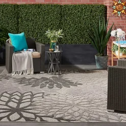 Kirklands Home Floral Burst Outdoor Area Rug, 7x10 Gray Hot