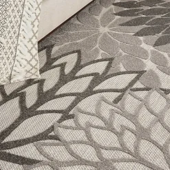 Kirklands Home Floral Burst Outdoor Area Rug, 7x10 Gray Hot