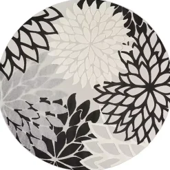 Kirklands Home Gray Floral Burst Round Outdoor Area Rug Outlet