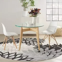 Kirklands Home Gray Floral Burst Round Outdoor Area Rug Outlet