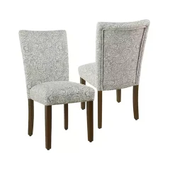 Kirklands Home Floral Parsons Dining Chairs, Set of 2 Gray
