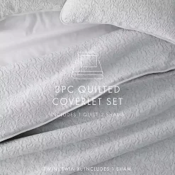 Kirklands Home Floral Stitch 3-pc. King Quilt Set Gray Online