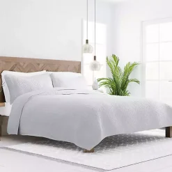 Kirklands Home Floral Stitch 3-pc. Queen Quilt Set Gray Discount