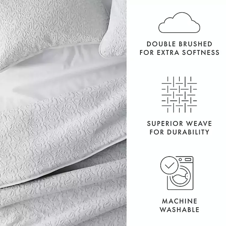 Kirklands Home Floral Stitch 3-pc. Queen Quilt Set Gray Discount
