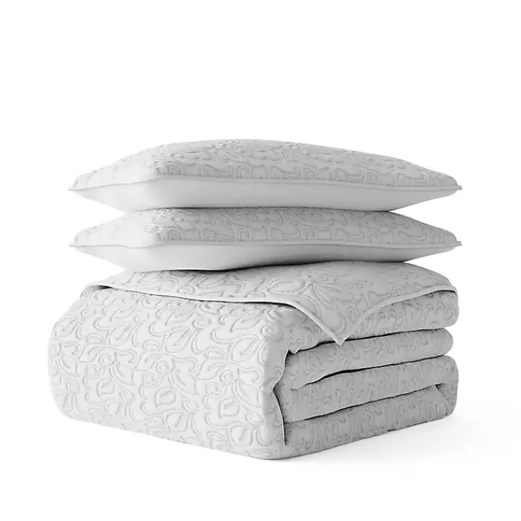 Kirklands Home Floral Stitch 2-pc. Twin Quilt Set Gray Discount