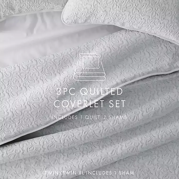 Kirklands Home Floral Stitch 2-pc. Twin Quilt Set Gray Discount
