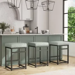 Kirklands Home Gray Floral Upholstered Counter Stool Sale