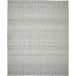 Kirklands Home Gray Geo Stripes Tassel Fringe Area Rug, 5x7 Hot