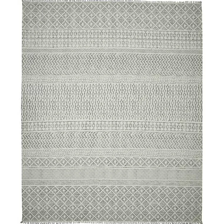 Kirklands Home Gray Geo Stripes Tassel Fringe Area Rug, 5x7 Hot