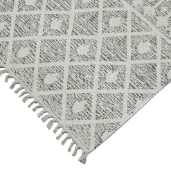 Kirklands Home Gray Geo Stripes Tassel Fringe Area Rug, 5x7 Hot