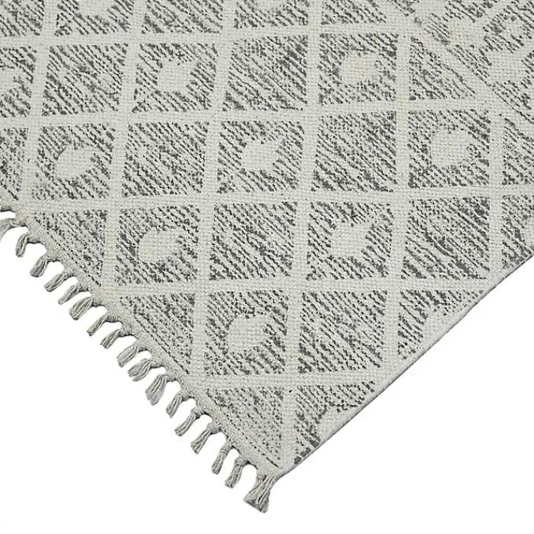Kirklands Home Gray Geo Stripes Tassel Fringe Area Rug, 5x7 Hot
