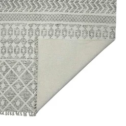 Kirklands Home Gray Geo Stripes Tassel Fringe Area Rug, 5x7 Hot