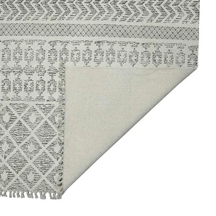 Kirklands Home Gray Geo Stripes Tassel Fringe Area Rug, 5x7 Hot