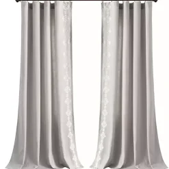 Kirklands Home Geometric Border Curtain Panel, 84 in. Gray Clearance
