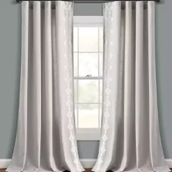 Kirklands Home Geometric Border Curtain Panel, 84 in. Gray Clearance