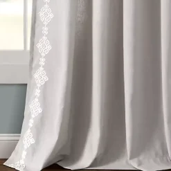 Kirklands Home Geometric Border Curtain Panel, 84 in. Gray Clearance