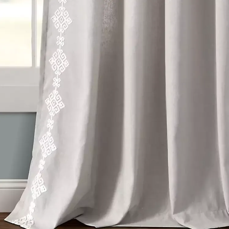 Kirklands Home Geometric Border Curtain Panel, 84 in. Gray Clearance
