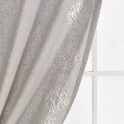 Kirklands Home Geometric Border Curtain Panel, 84 in. Gray Clearance
