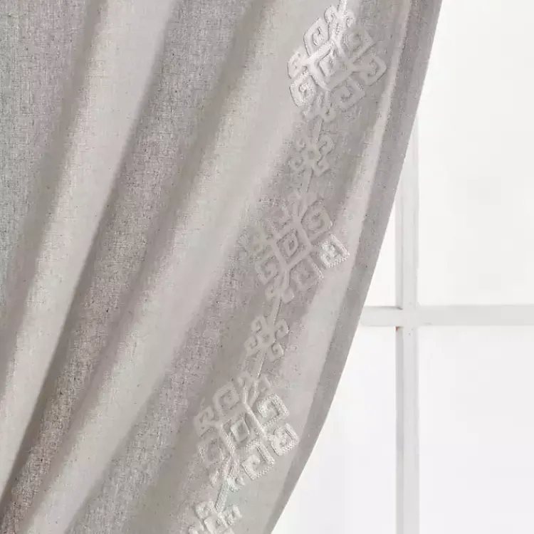 Kirklands Home Geometric Border Curtain Panel, 84 in. Gray Clearance