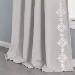 Kirklands Home Geometric Border Curtain Panel, 84 in. Gray Clearance