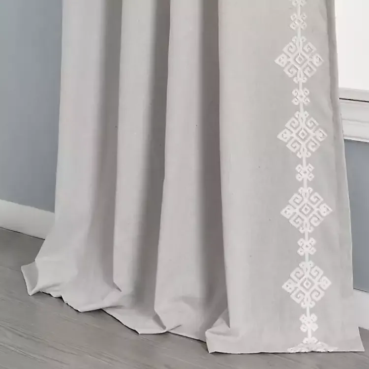 Kirklands Home Geometric Border Curtain Panel, 84 in. Gray Clearance
