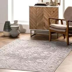 Kirklands Home Gray Geometric Medallion Washable Area Rug, 5x8 Best