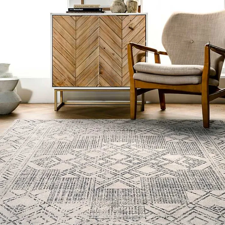 Kirklands Home Gray Geometric Medallion Washable Area Rug, 5x8 Best