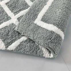 Kirklands Home Gray Geometric Pattern Reversible Bath Mat, 34 in. Clearance