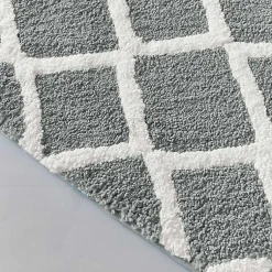 Kirklands Home Gray Geometric Pattern Reversible Bath Mat, 34 in. Clearance
