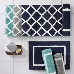 Kirklands Home Gray Geometric Pattern Reversible Bath Mat, 34 in. Clearance